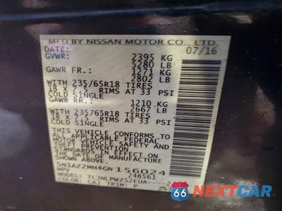 Zdjęcie 14 z 14 samochodu: 2016 NISSAN MURANO S VIN:5N1AZ2MH4GN156024 - miniatura