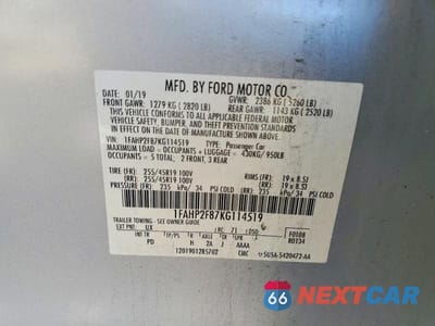 Zdjęcie 12 z 12 samochodu: 2019 FORD TAURUS LIMITED VIN:1FAHP2F87KG114519 - miniatura