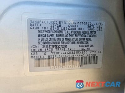 Zdjęcie 12 z 12 samochodu: 2019 NISSAN SENTRA SV VIN:3N1AB7AP4KY270394 - miniatura