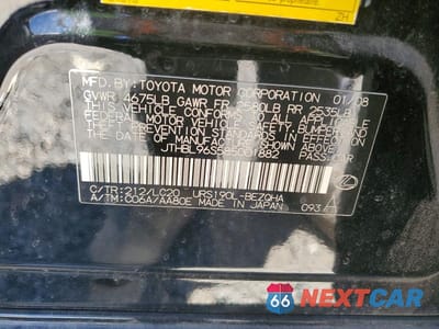 Zdjęcie 12 z 12 samochodu: 2008 LEXUS GS 460 VIN:JTHBL96S585001882 - miniatura