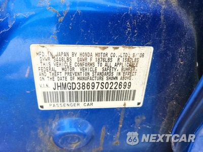 Zdjęcie 12 z 12 samochodu: 2007 HONDA FIT S VIN:JHMGD38697S022699 - miniatura