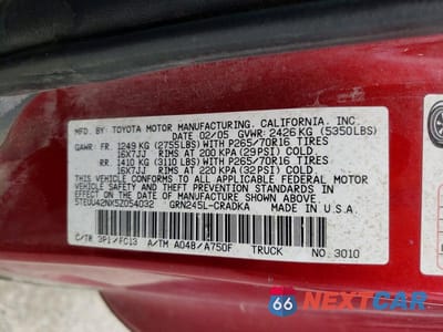 Zdjęcie 12 z 12 samochodu: 2005 TOYOTA TACOMA ACCESS CAB VIN:5TEUU42NX5Z054032 - miniatura