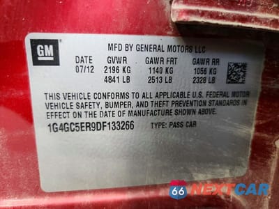 Zdjęcie 12 z 12 samochodu: 2013 BUICK LACROSSE VIN:1G4GC5ER9DF133266 - miniatura