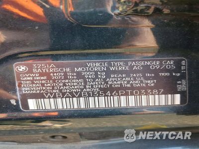 Zdjęcie 12 z 12 samochodu: 2006 BMW 3 SERIES VIN:WBAVB13546PT03387 - miniatura