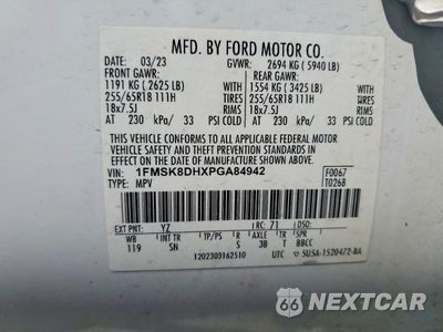 Zdjęcie 13 z 13 samochodu: 2023 FORD EXPLORER XLT VIN:1FMSK8DHXPGA84942 - miniatura