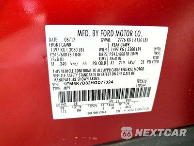 Zdjęcie 13 z 13 samochodu: 2017 FORD EXPLORER XLT VIN:1FM5K7D82HGD77324 - miniatura