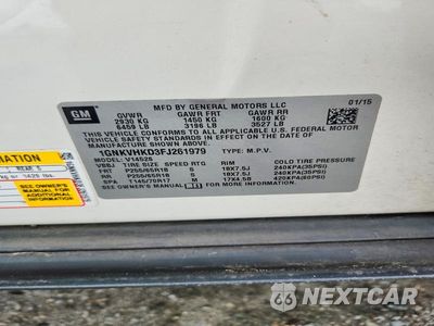 Zdjęcie 13 z 13 samochodu: 2015 CHEVROLET TRAVERSE LT VIN:1GNKVHKD3FJ261979 - miniatura
