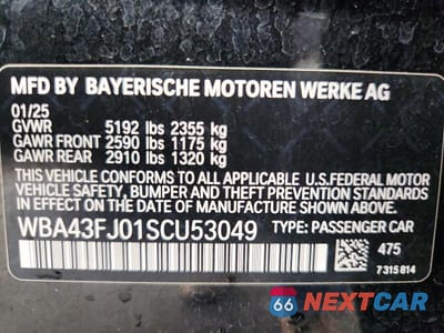 Zdjęcie 12 z 12 samochodu: 2025 BMW 530 I VIN:WBA43FJ01SCU53049 - miniatura