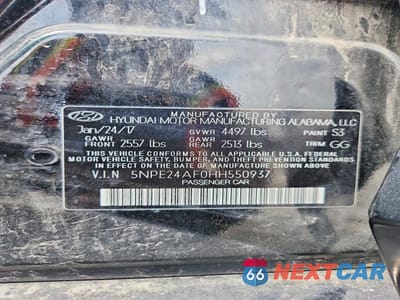 Zdjęcie 12 z 12 samochodu: 2017 HYUNDAI SONATA SE VIN:5NPE24AF0HH550937 - miniatura