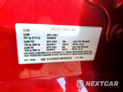 Zdjęcie 13 z 13 samochodu: 2021 TESLA MODEL Y VIN:5YJYGDEE7MF089423 - miniatura