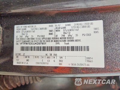Zdjęcie 12 z 12 samochodu: 2018 FORD F150 SUPERCREW VIN:1FTFW1E53JKD07851 - miniatura