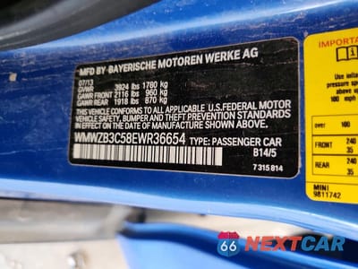 Zdjęcie 12 z 12 samochodu: 2014 MINI COOPER COUNTRYMAN VIN:WMWZB3C58EWR36654 - miniatura
