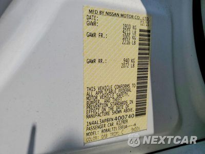 Zdjęcie 12 z 12 samochodu: 2015 NISSAN ALTIMA 2.5 SL VIN:1N4AL3AP8FN400740 - miniatura