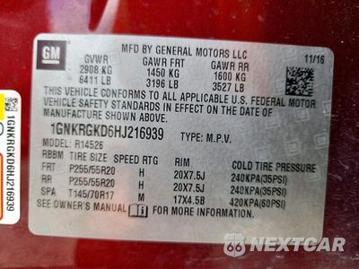Zdjęcie 13 z 13 samochodu: 2017 CHEVROLET TRAVERSE LT VIN:1GNKRGKD6HJ216939 - miniatura