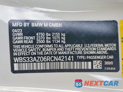 Zdjęcie 12 z 12 samochodu: 2024 BMW M4 COMPETITION VIN:WBS33AZ06RCN42141 - miniatura