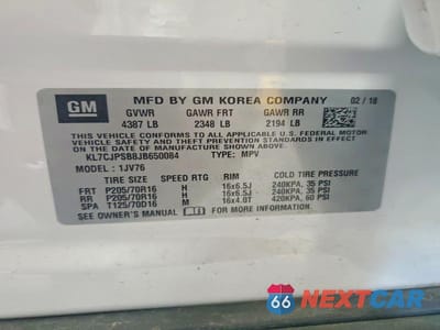 Zdjęcie 13 z 13 samochodu: 2018 CHEVROLET TRAX 1LT VIN:KL7CJPSB8JB650084 - miniatura
