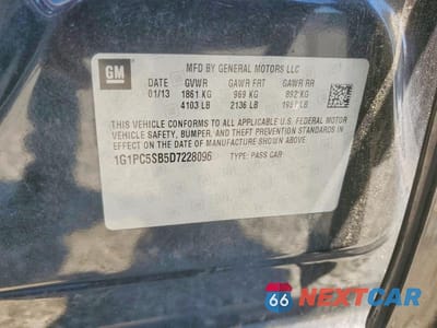 Zdjęcie 12 z 12 samochodu: 2013 CHEVROLET CRUZE LT VIN:1G1PC5SB5D7228096 - miniatura
