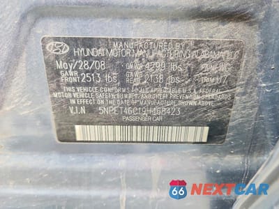 Zdjęcie 12 z 12 samochodu: 2009 HYUNDAI SONATA GLS VIN:5NPET46C19H468423 - miniatura