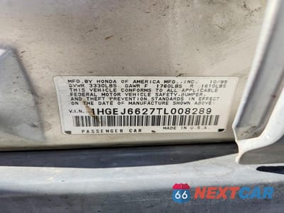 Zdjęcie 12 z 12 samochodu: 1996 HONDA CIVIC DX VIN:1HGEJ6627TL008289 - miniatura