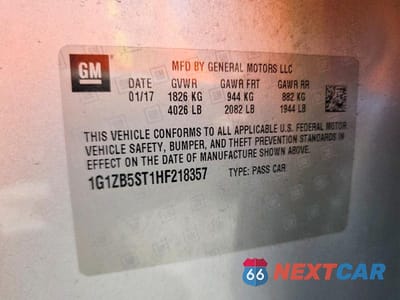 Zdjęcie 12 z 12 samochodu: 2017 CHEVROLET MALIBU LS VIN:1G1ZB5ST1HF218357 - miniatura