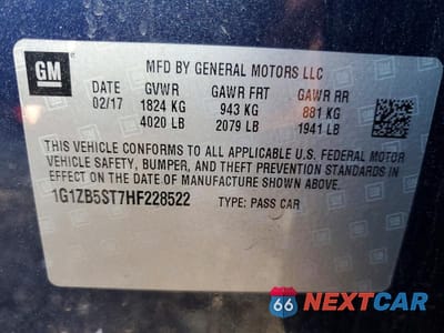 Zdjęcie 12 z 12 samochodu: 2017 CHEVROLET MALIBU LS VIN:1G1ZB5ST7HF228522 - miniatura