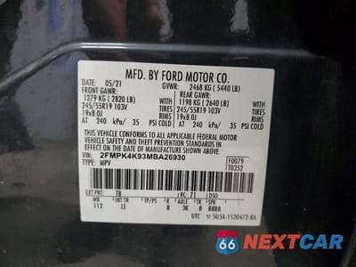 Zdjęcie 13 z 13 samochodu: 2021 FORD EDGE TITANIUM VIN:2FMPK4K93MBA26930 - miniatura