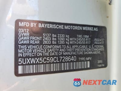 Zdjęcie 13 z 13 samochodu: 2012 BMW X3 XDRIVE28I VIN:5UXWX5C59CL728640 - miniatura