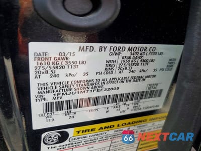 Zdjęcie 13 z 13 samochodu: 2015 FORD EXPEDITION PLATINUM VIN:1FMJU1MT1FEF32805 - miniatura