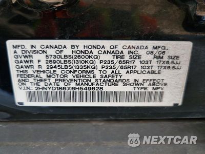 Zdjęcie 13 z 13 samochodu: 2006 ACURA MDX TOURING VIN:2HNYD186X6H549628 - miniatura