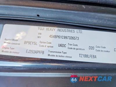 Zdjęcie 13 z 13 samochodu: 2009 SUBARU OUTBACK 2.5I VIN:4S4BP61C997326573 - miniatura