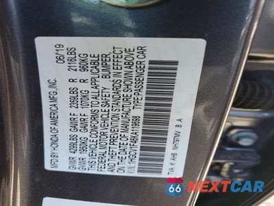 Zdjęcie 13 z 13 samochodu: 2019 HONDA ACCORD EX VIN:1HGCV1F46KA119698 - miniatura