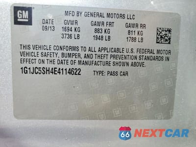 Zdjęcie 12 z 12 samochodu: 2014 CHEVROLET SONIC LT VIN:1G1JC5SH4E4114622 - miniatura