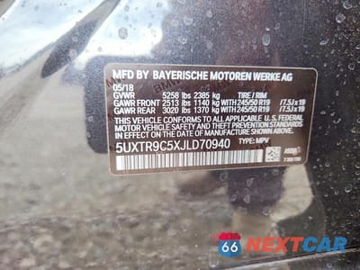 Zdjęcie 13 z 13 samochodu: 2018 BMW X3 XDRIVE30I VIN:5UXTR9C5XJLD70940 - miniatura