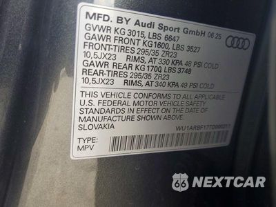 Zdjęcie 12 z 12 samochodu: 2026 AUDI RS Q8 VIN:WU1ARBF17TD000311 - miniatura