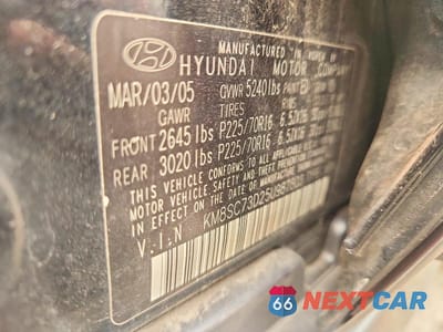 Zdjęcie 13 z 13 samochodu: 2005 HYUNDAI SANTA FE GLS VIN:KM8SC73D25U987803 - miniatura