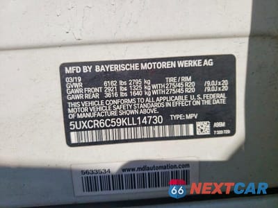 Zdjęcie 13 z 13 samochodu: 2019 BMW X5 XDRIVE40I VIN:5UXCR6C59KLL14730 - miniatura