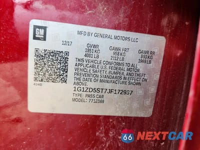 Zdjęcie 12 z 12 samochodu: 2018 CHEVROLET MALIBU LT VIN:1G1ZD5ST7JF172937 - miniatura