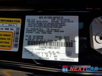 Zdjęcie 12 z 12 samochodu: 2021 FORD MUSTANG GT VIN:1FA6P8CF4M5110777 - miniatura