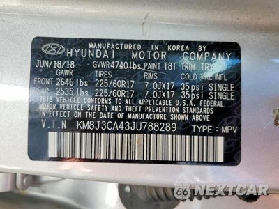 Zdjęcie 13 z 13 samochodu: 2018 HYUNDAI TUCSON SEL PLUS VIN:KM8J3CA43JU788289 - miniatura