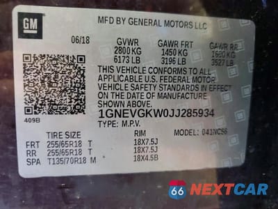 Zdjęcie 13 z 13 samochodu: 2018 CHEVROLET TRAVERSE LT VIN:1GNEVGKW0JJ285934 - miniatura