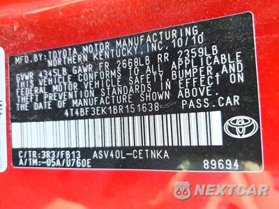 Zdjęcie 12 z 12 samochodu: 2011 TOYOTA CAMRY LE VIN:4T4BF3EK1BR151638 - miniatura