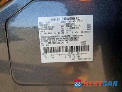 Zdjęcie 13 z 13 samochodu: 2018 LINCOLN MKX PREMIERE VIN:2LMPJ8JR5JBL13116 - miniatura