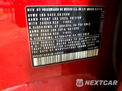 Zdjęcie 14 z 14 samochodu: 2018 VOLKSWAGEN TIGUAN SEL PREMIUM VIN:3VV4B7AX6JM198020 - miniatura