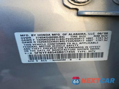 Zdjęcie 14 z 14 samochodu: 2009 HONDA PILOT EXL VIN:5FNYF48549B017455 - miniatura
