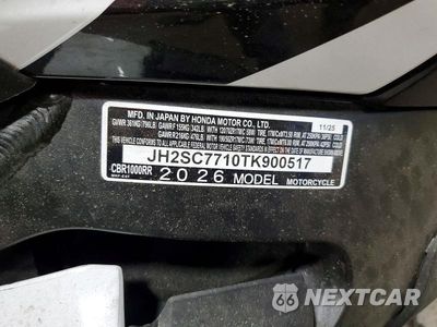 Zdjęcie 9 z 9 samochodu: 2026 HONDA CBR1000 RR VIN:JH2SC7710TK900517 - miniatura