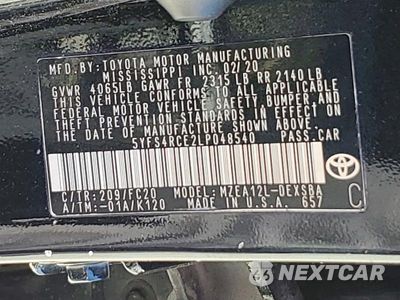 Zdjęcie 13 z 13 samochodu: 2020 TOYOTA COROLLA SE VIN:5YFS4RCE2LP048540 - miniatura
