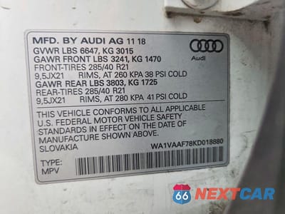 Zdjęcie 13 z 13 samochodu: 2019 AUDI Q7 PRESTIGE VIN:WA1VAAF78KD018880 - miniatura