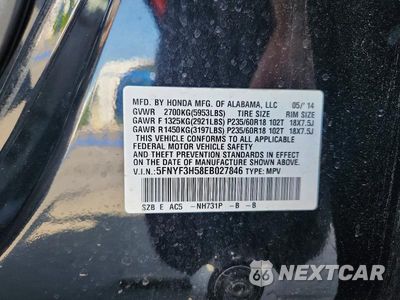 Zdjęcie 13 z 13 samochodu: 2014 HONDA PILOT EXL VIN:5FNYF3H58EB027846 - miniatura