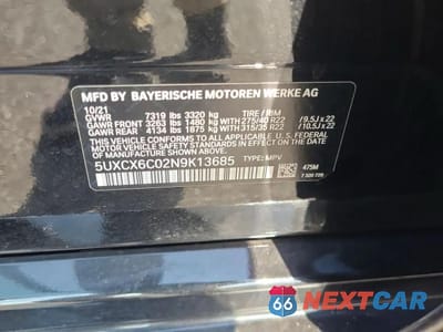Zdjęcie 10 z 12 samochodu: 2022 BMW X7 M50I VIN:5UXCX6C02N9K13685 - miniatura