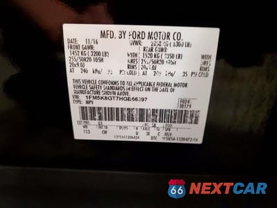 Zdjęcie 13 z 13 samochodu: 2017 FORD EXPLORER SPORT VIN:1FM5K8GT7HGB66397 - miniatura